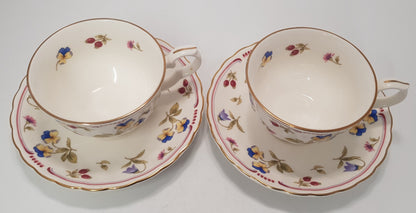 Nitto Pottery 2 x Cups & Saucers Japanese Floral Design VGC