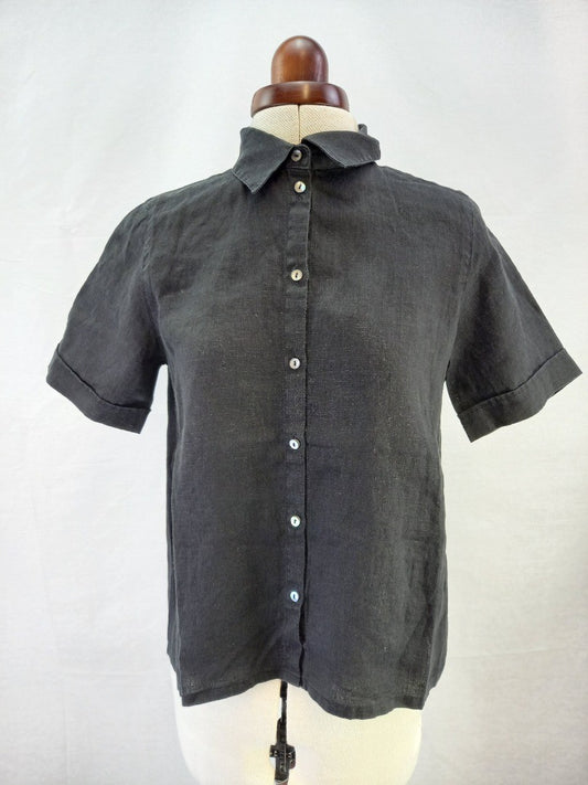 Nygardsanna Black Short Sleeved Linen Button Up Shirt New with Tag - Size XS