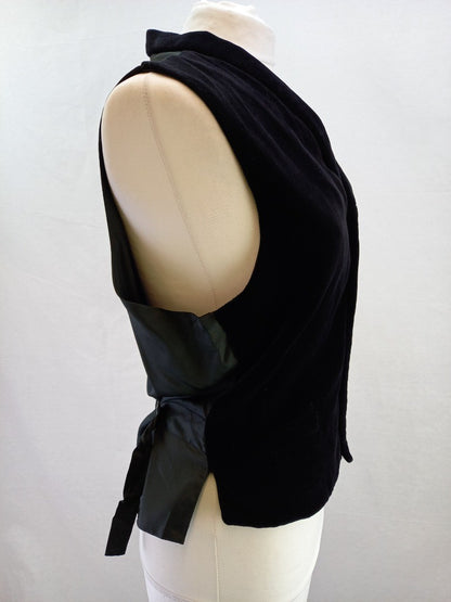 Katharine Hamnett London Black Velvet Vintage Waistcoat c.1970s - Size L