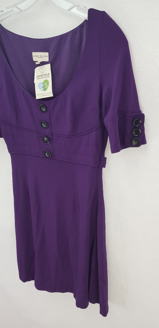 Karen Millen Size 10 Short Purple Stretchy Dress VGC