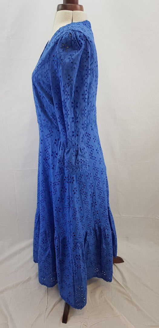 Aspiga - Victoria Cobalt Blue Broidery Midi Dress Size M BNWT