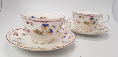 Nitto Pottery 2 x Cups & Saucers Japanese Floral Design VGC