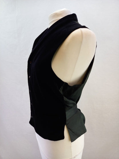 Katharine Hamnett London Black Velvet Vintage Waistcoat c.1970s - Size L