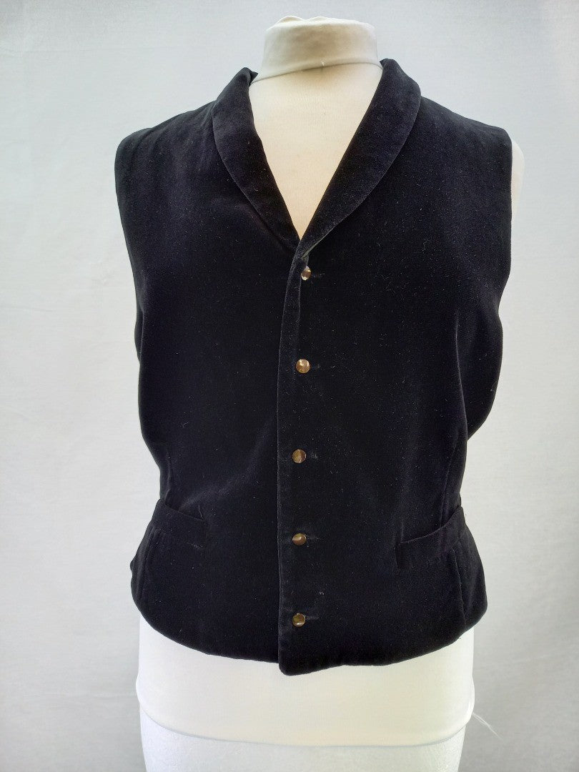 Katharine Hamnett London Black Velvet Vintage Waistcoat c.1970s - Size L