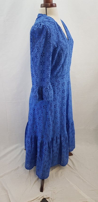 Aspiga - Victoria Cobalt Blue Broidery Midi Dress Size M BNWT