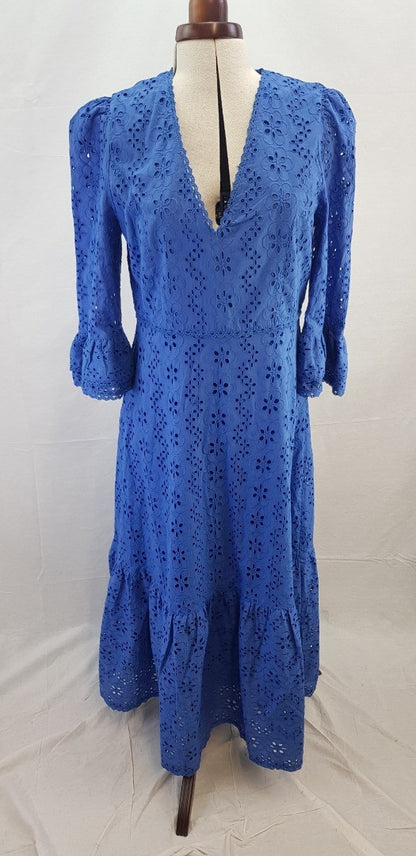 Aspiga - Victoria Cobalt Blue Broidery Midi Dress Size M BNWT