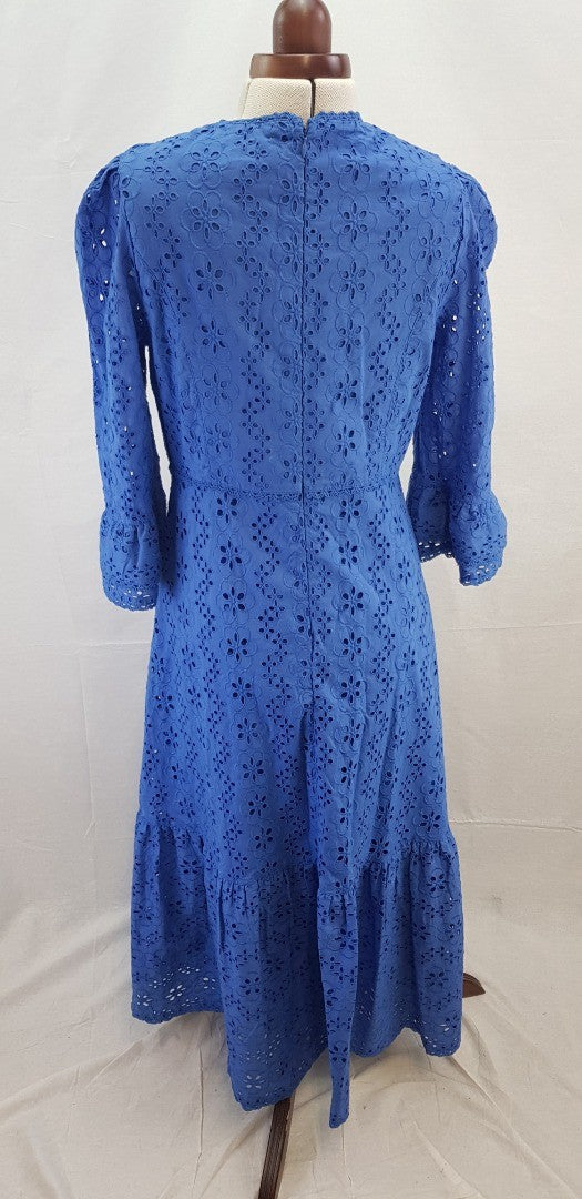 Aspiga - Victoria Cobalt Blue Broidery Midi Dress Size M BNWT