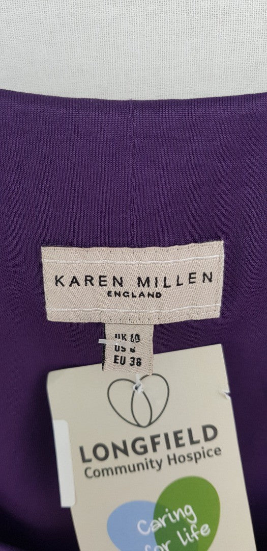 Karen Millen Size 10 Short Purple Stretchy Dress VGC