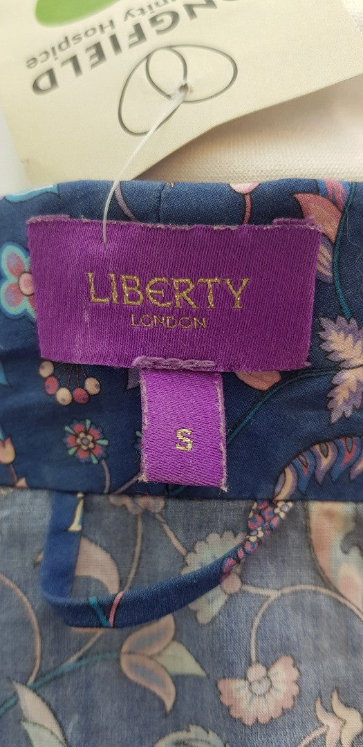 Liberty Summer Dressing Gown Blue with Pink flowers Size S VGC