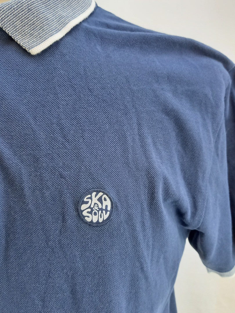 Ska & Soul Navy Blue Mens Mod Retro Polo Shirt - Size XXL