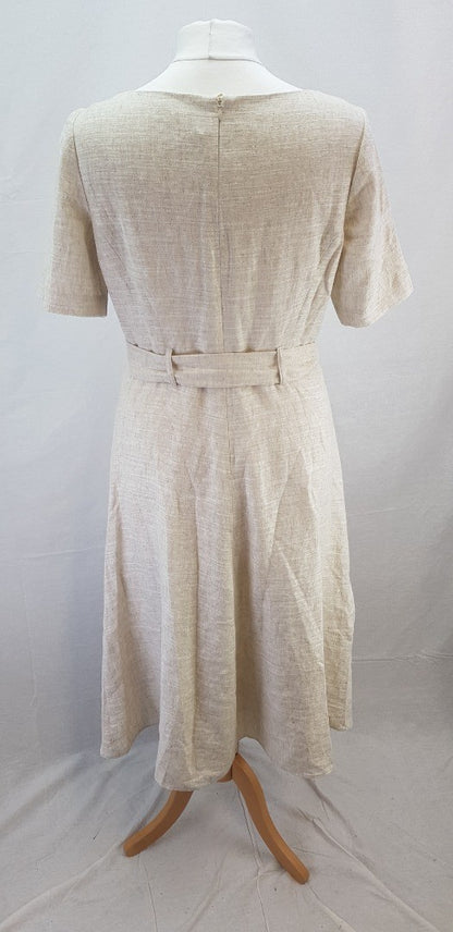 M&S Collection Oatmeal Linen Rich Midi Dress Size 12 BNWT
