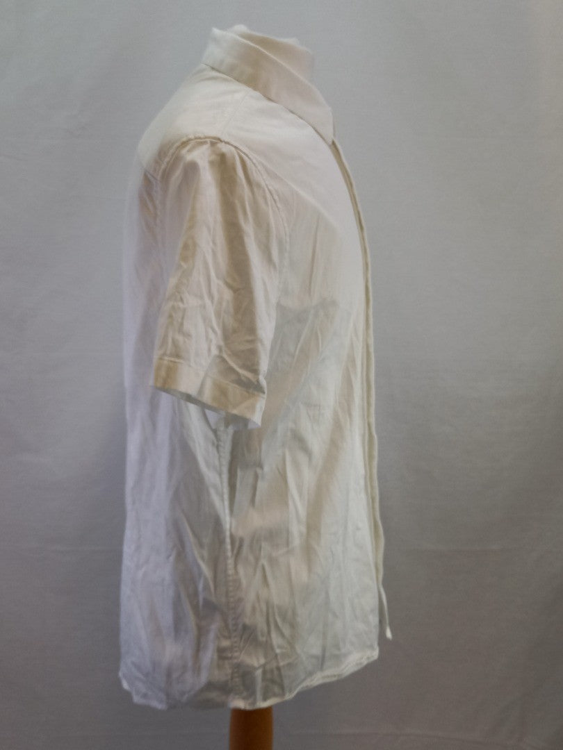 AX Armani Exchange White Short Sleeve Button Up Cotton Shirt - Size XL
