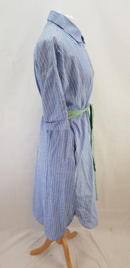 Culture Green Blue White Stripy 100% Cotton Shirt Dress Size S/M BNWT