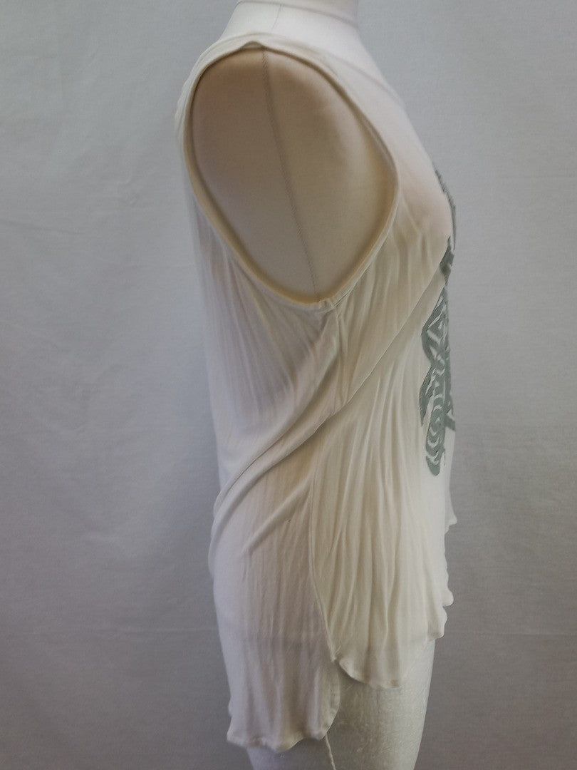 Nougat London White Semi Sheer Patterned Vest Top - Size 4