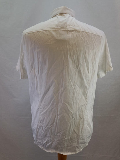 AX Armani Exchange White Short Sleeve Button Up Cotton Shirt - Size XL