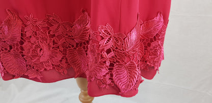 Monsoon Satin Cerise Pink Knee Length Evening Dress Size 18 BNWT