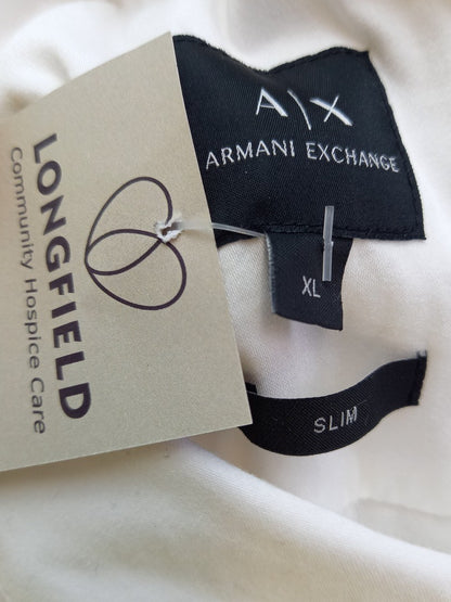 AX Armani Exchange White Short Sleeve Button Up Cotton Shirt - Size XL