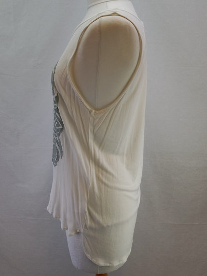 Nougat London White Semi Sheer Patterned Vest Top - Size 4