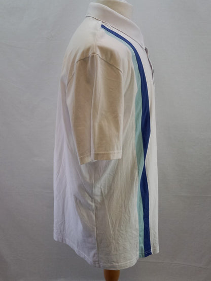 Gabicci White & Blue Striped Mens Cotton T Shirt - Size 48"