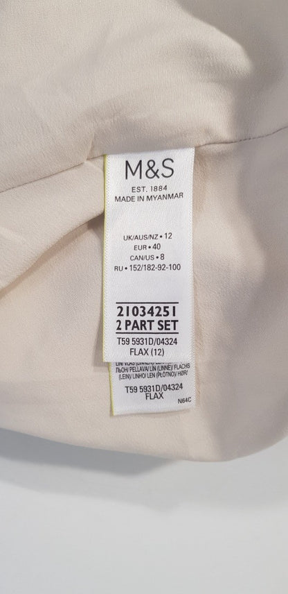 M&S Collection Oatmeal Linen Rich Midi Dress Size 12 BNWT