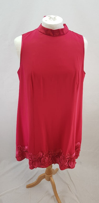 Monsoon Satin Cerise Pink Knee Length Evening Dress Size 18 BNWT