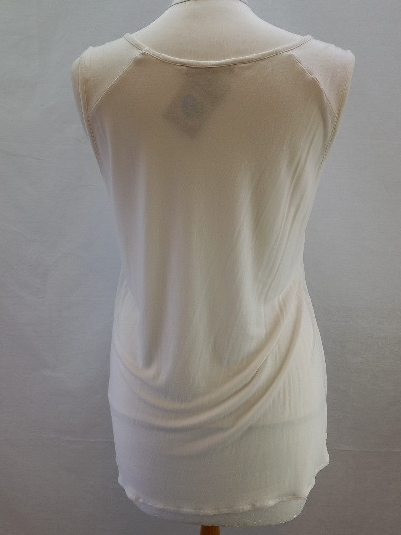 Nougat London White Semi Sheer Patterned Vest Top - Size 4