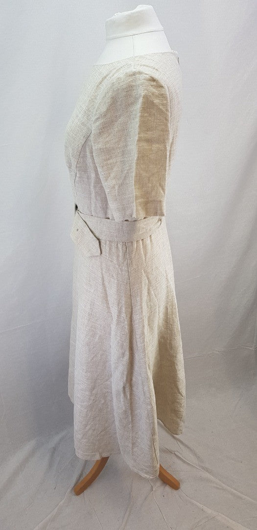 M&S Collection Oatmeal Linen Rich Midi Dress Size 12 BNWT