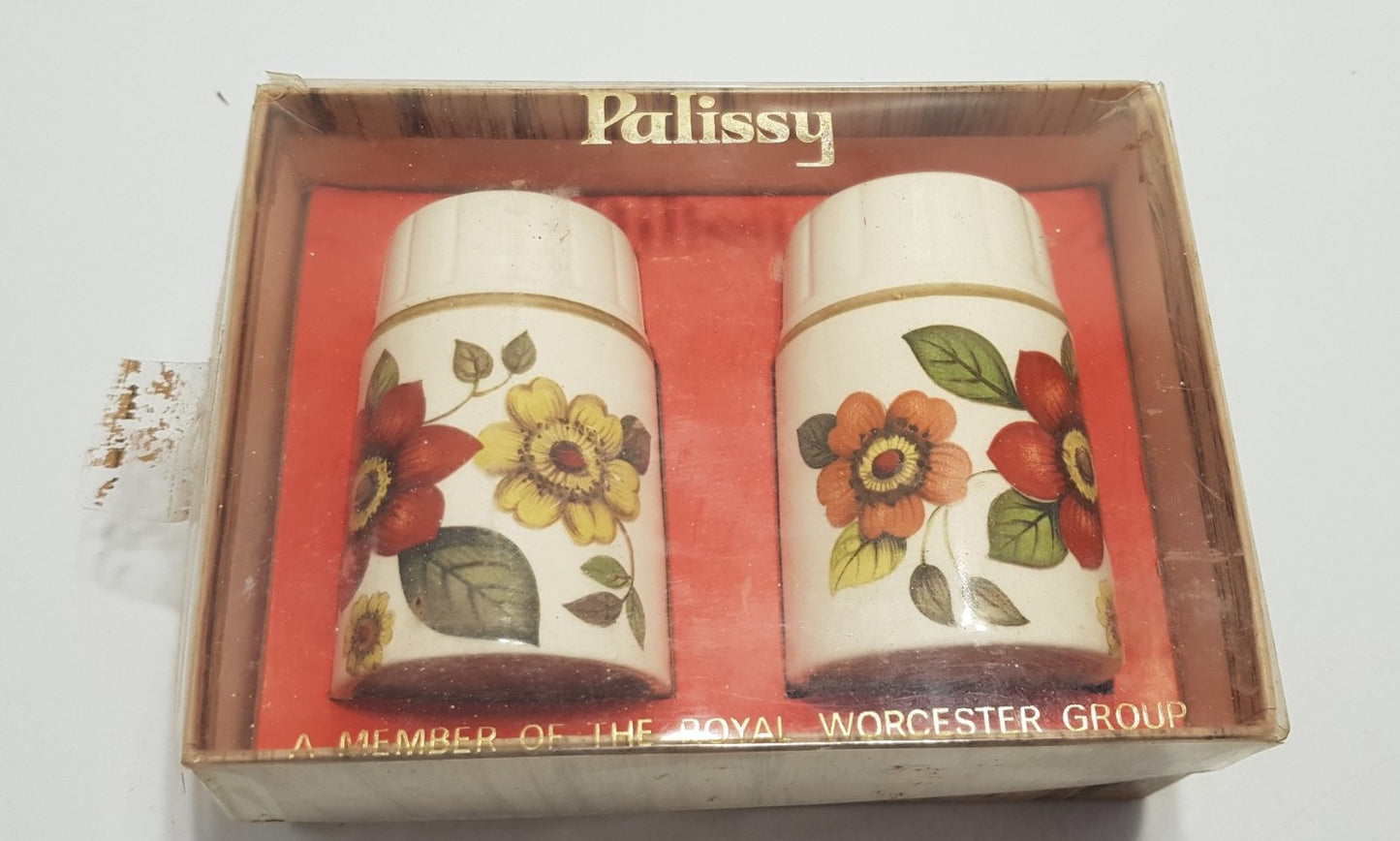 Vintage. Palissy Floral Cruet Salt & Pepper Set in Original Box VGC