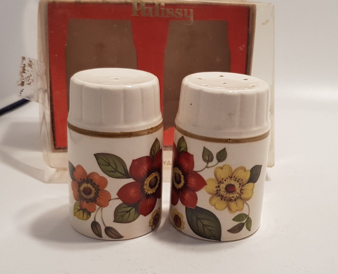 Vintage. Palissy Floral Cruet Salt & Pepper Set in Original Box VGC