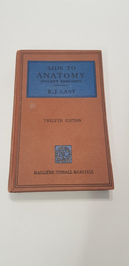Aids To Anatomy (Pocket Anatomy) 12th Ed. By R. J. Last Hardback Vintage