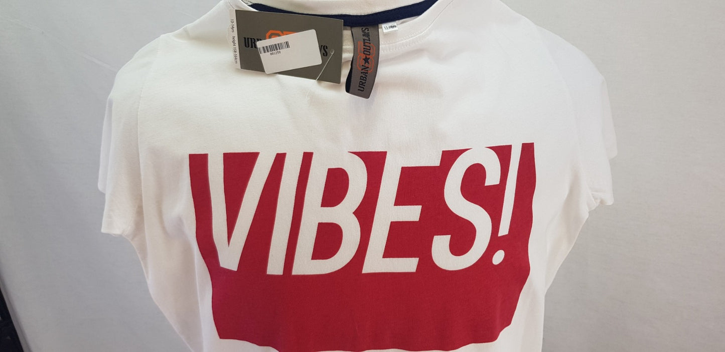 Urban Outlaws White Vibes T-Shirt Size 13-14yrs BNWT