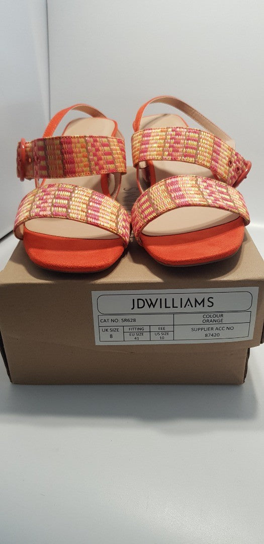 JD Williams Orange Strappy Sandal Size 8 BNIB