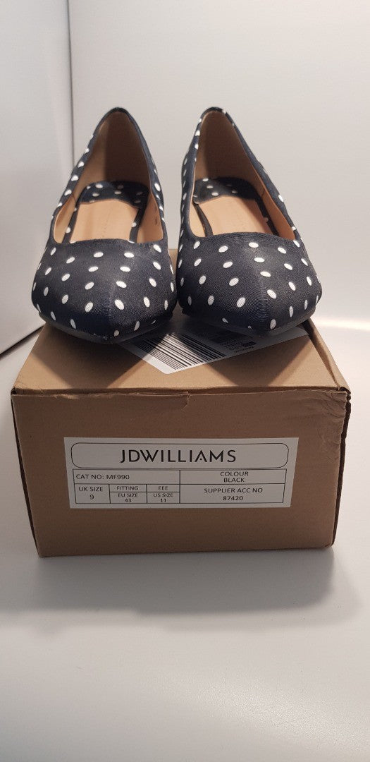 JD Williams Black Spotty High Heels Size 8 BNIB