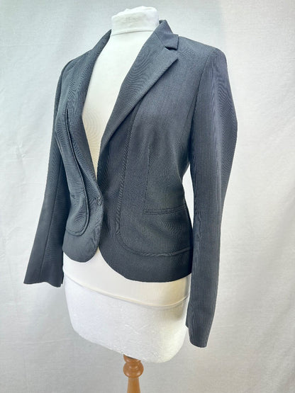 Reiss Grey Tailored Ladies Blazer / Suit Wool Blend Jacket - Size UK 10