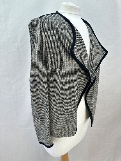 LK Bennett JK Lara Geometric Striped Black & White Jacket - Size UK 14