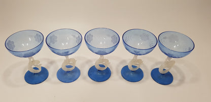 Art Deco Bimini Liquer Set Mermaid Cordial Glasses plus Decanter Antique EC