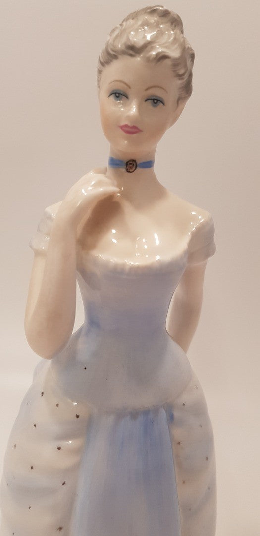 Coalport Emma Figurine Ladies of Fashion 21cm Blue Dress with Bustle. EC