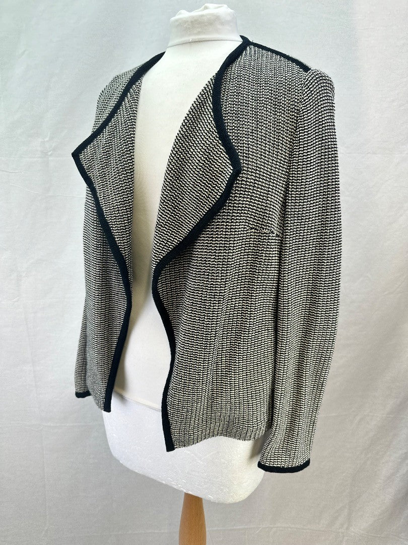 LK Bennett JK Lara Geometric Striped Black & White Jacket - Size UK 14