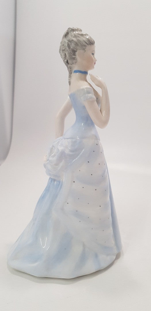 Coalport Emma Figurine Ladies of Fashion 21cm Blue Dress with Bustle. EC