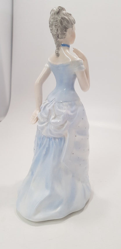 Coalport Emma Figurine Ladies of Fashion 21cm Blue Dress with Bustle. EC