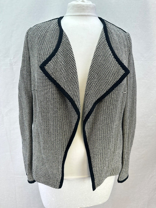 LK Bennett JK Lara Geometric Striped Black & White Jacket - Size UK 14