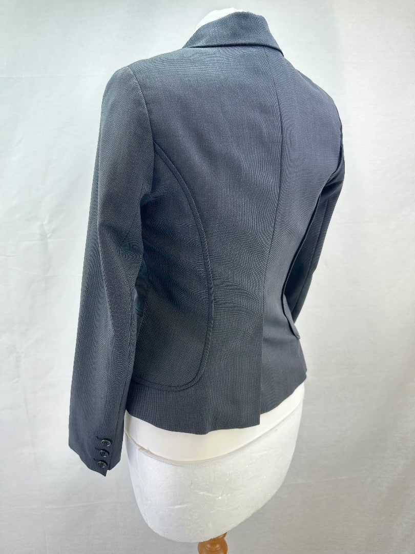 Reiss Grey Tailored Ladies Blazer / Suit Wool Blend Jacket - Size UK 10