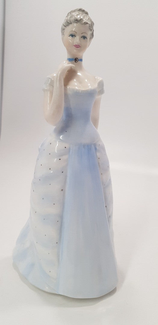 Coalport Emma Figurine Ladies of Fashion 21cm Blue Dress with Bustle. EC