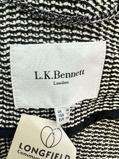 LK Bennett JK Lara Geometric Striped Black & White Jacket - Size UK 14