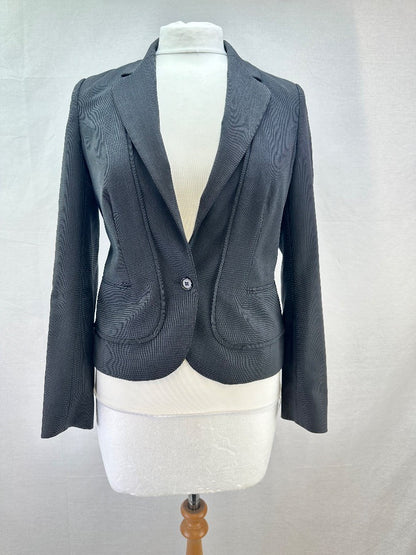 Reiss Grey Tailored Ladies Blazer / Suit Wool Blend Jacket - Size UK 10