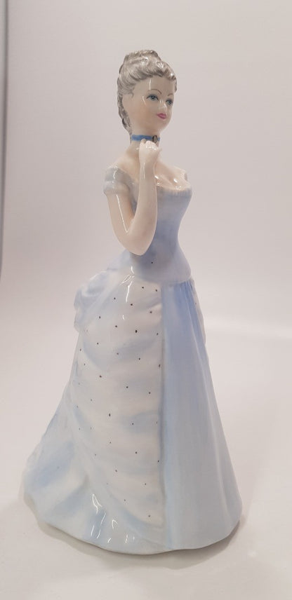 Coalport Emma Figurine Ladies of Fashion 21cm Blue Dress with Bustle. EC