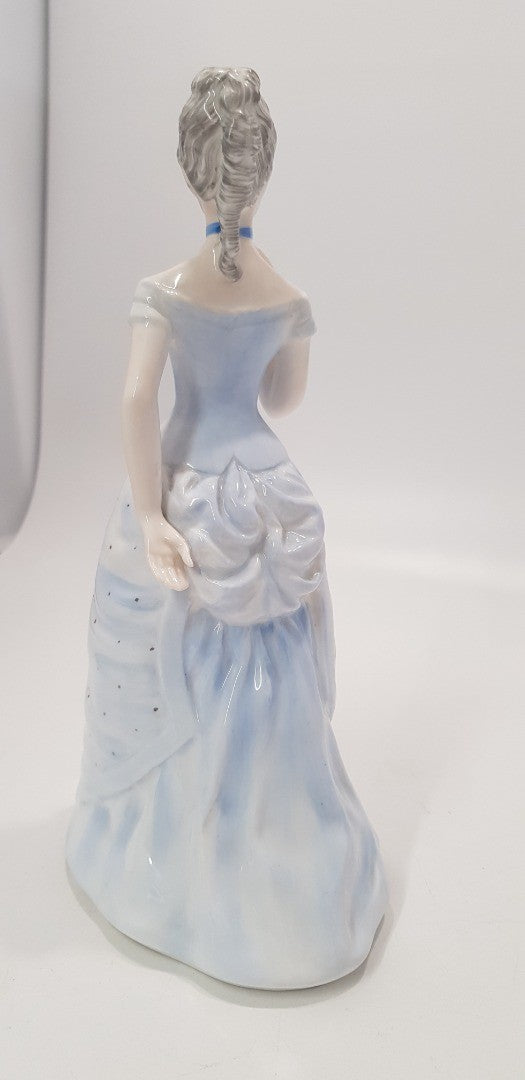 Coalport Emma Figurine Ladies of Fashion 21cm Blue Dress with Bustle. EC