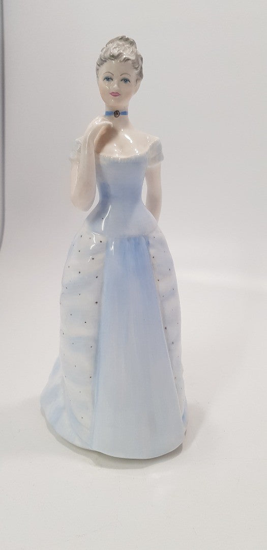 Coalport Emma Figurine Ladies of Fashion 21cm Blue Dress with Bustle. EC