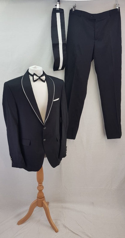 Ragazzo Black White Dinner Suit Bow Tie Cummerbund VGC