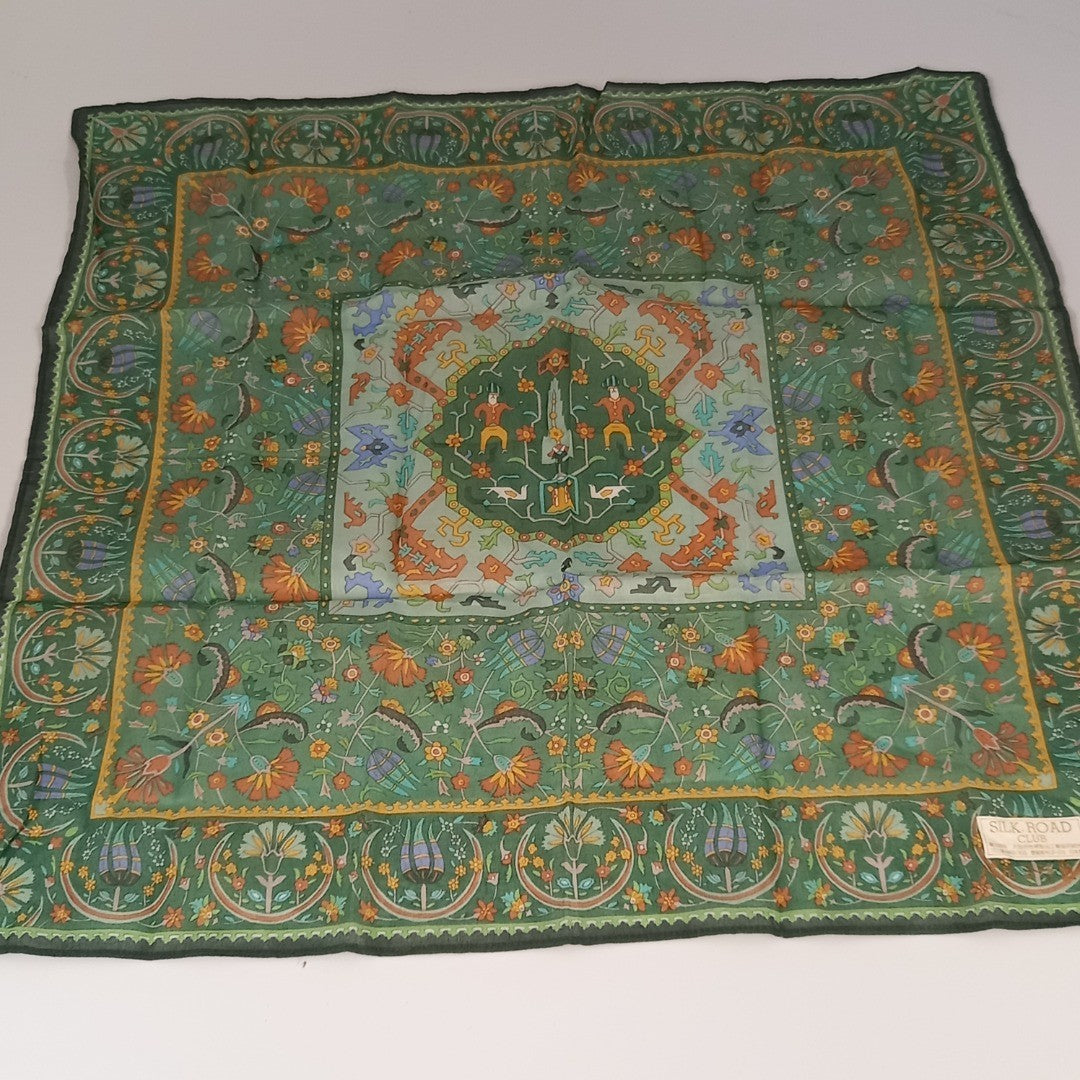 Silk Road Club - Silk Square 16.5"  - Green Floral